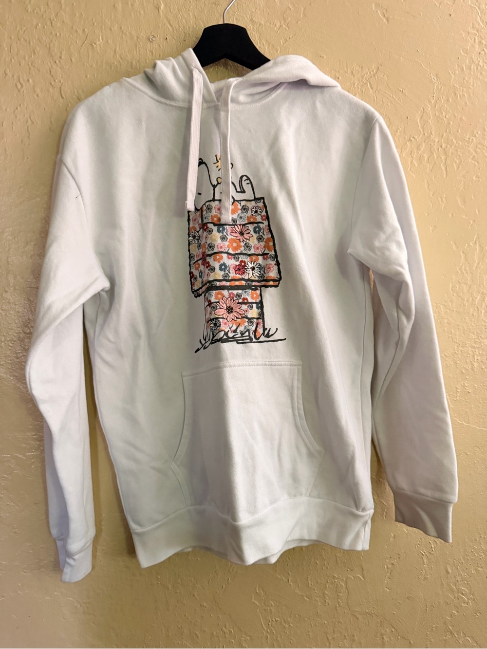 Peanuts White Hoodie with Floral Snoopy Graphic
